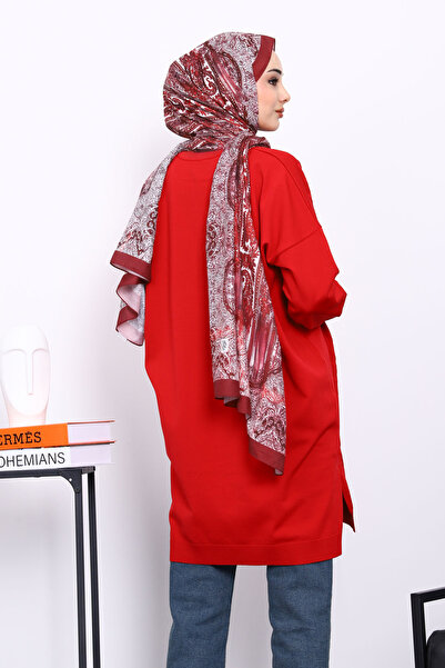 İmajButik Red Cold Thread Mercerized Knitwear Tunic