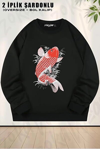 ZOKAWEAR Φούτερ Unisex Akira Nishikiyama Koi Yakuza με τύπωμα oversized με λαιμόκοψη