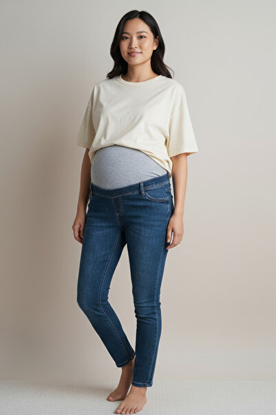 luismorro Blue Stretch Fabric Imported Fabric High Waist Stretchy Anti-Pillin...