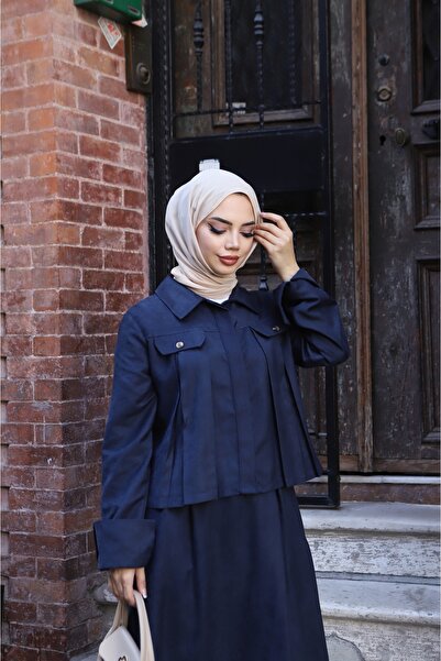 NİSUM MODA Suede Skirt Suit with Pocket Detail