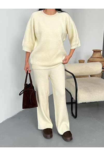 LB Laluna Butik Women's Soft Textured Sweater Pants Knitwear Set