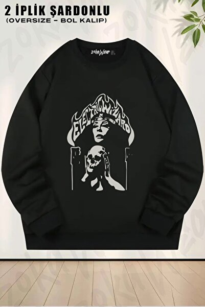 ZOKAWEAR Φούτερ Unisex Electric Wizard v2 με τύπωμα oversized με λαιμόκοψη