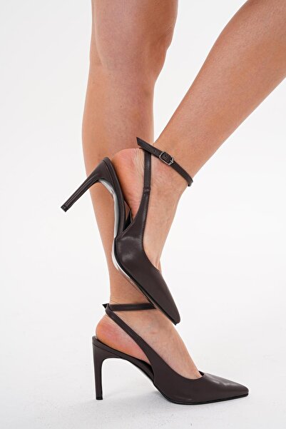 golden heel Brown 8.5cm Thin Heel Stiletto Shoes