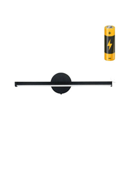 Natiorj Siyah Kablosuz Tak Çalıştır Ledli Pilli Aplik Banyo Tablo Ayna Siyah Pil Dahildir Salon Yatak Odası