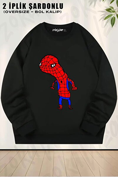 ZOKAWEAR Унісекс-светр з принтом Spoderman, великий розмір, з велосипедним коміром