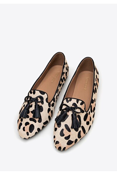 Wittchen Women's Leather Lords with Decorative Tassels Brown Leather with Hair