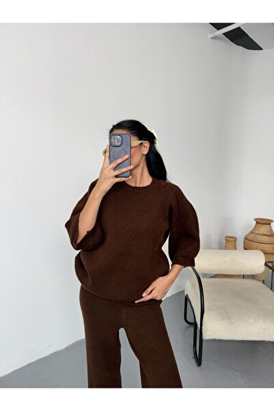 LB Laluna Butik Women's Soft Textured Sweater Pants Knitwear Set