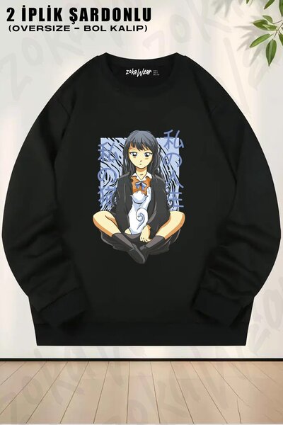 ZOKAWEAR سويت شيرت ياباني للجنسين برسومات فتاة صغيرة وقطة أليفة مطبوع قصة فضف...