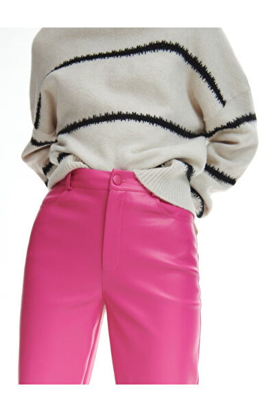 Reserved faux leather trousers, pink