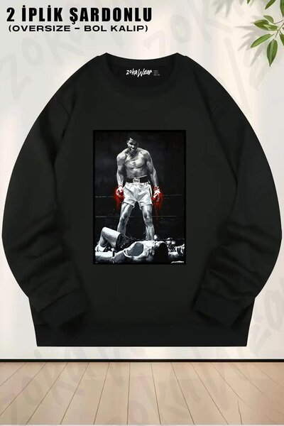 ZOKAWEAR سويت شيرت موحد للجنسين من محمد علي خاص مطبوع قصة فضفاضة برقبة دائرية