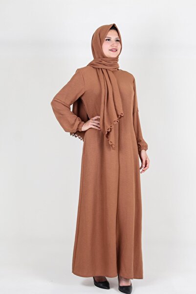 Nisrina Collection Arlina Uzun Şallı Fermuarlı Pamuk Aerobin Namaz Elbisesi