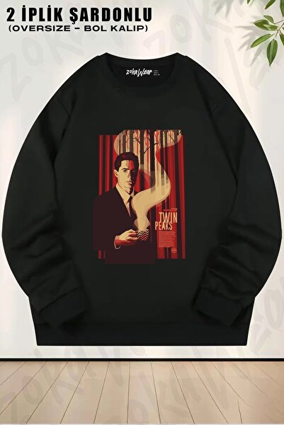 ZOKAWEAR سويت شيرت يونيسكس تاين بيكز 2 مطبوع قصة فضفاضة برقبة دائرية