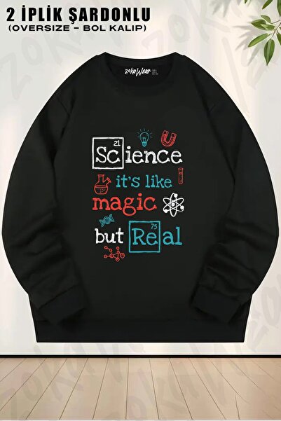 ZOKAWEAR Φούτερ Unisex Science Magic με τύπωμα oversized με λαιμόκοψη