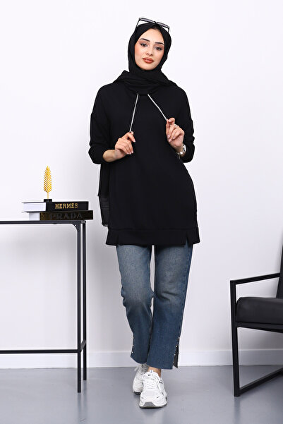 İmajButik Modal Tunic with Black Collar Detail