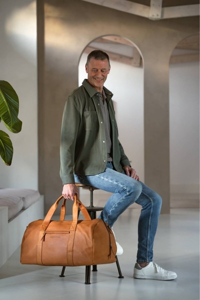 The Chesterfield Brand The Chesterfield Brand Unisex Weekend Bag, Made of Genuine Leather, Hudson, Cognac Brown
