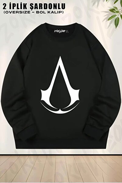 ZOKAWEAR Logo unisex Assassin's Creed cu imprimeu supradimensionat guler rotu...