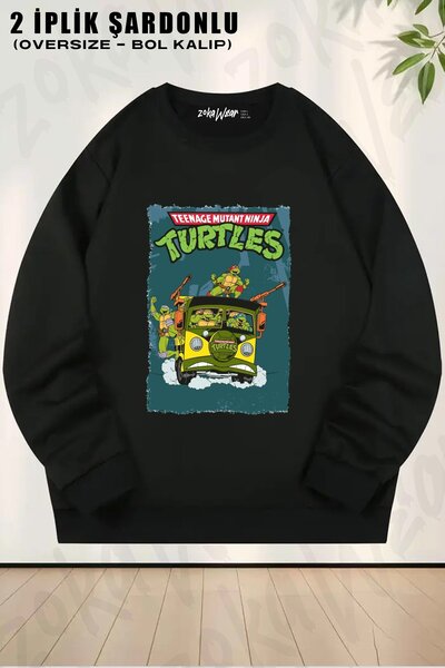 ZOKAWEAR Unisex Teenage Mutant Ninja Turtles V6 Printed Oversized Crew Neck Sweatshirt