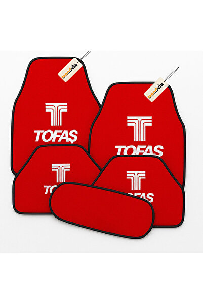 trivexa TOFAŞ Logolu Kırmızı Oto Halı Paspas Seti 5 Parça – Kaymaz Taban, Ara...