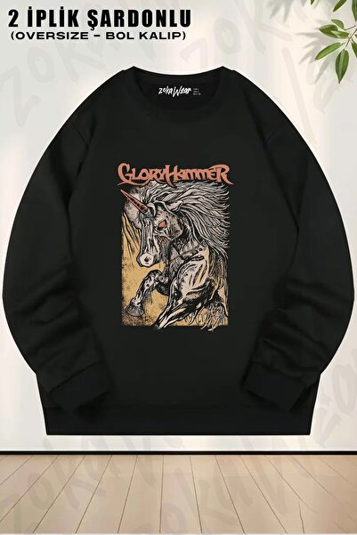 ZOKAWEAR Унісекс Gloryhammer з принтом Oversize Світшот з велосипедним коміром