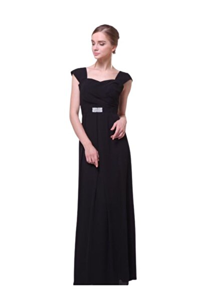 Ladivine Los Angeles Long black evening dress with a cloche made of veil