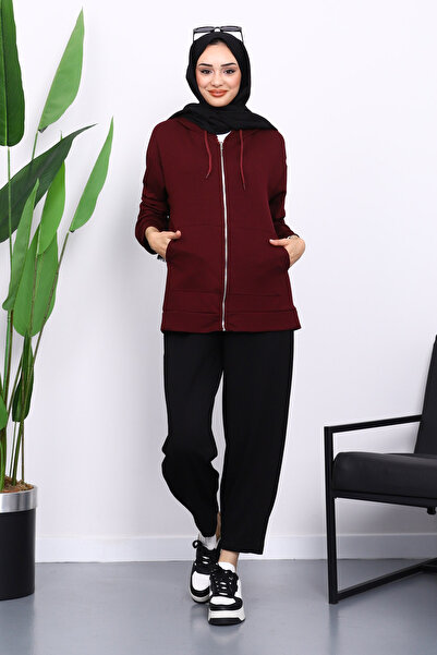 İmajButik سترة رياضية من قماش المودال بقلنسوة وسحاب من ماركة موردم