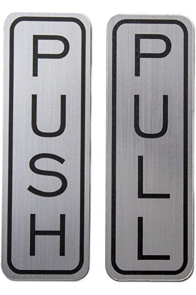 Al Raied Brushed 304 Grade Stainless Steel Premium Push/Pull Set Door Sign (Vertical 1 Pair) 5 x 1.5 inch Sty
