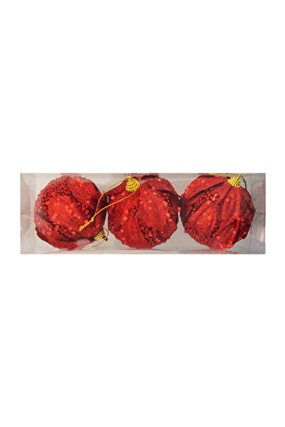 EXİZTİCARET 8cm Christmas Tree Decoration Ball 3-Piece Pvc Box - Model 5