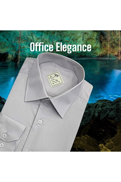 EREN STYLE Cămașă gri din țesătură flanel de iarnă, 100% bumbac, cu mâneci lu...