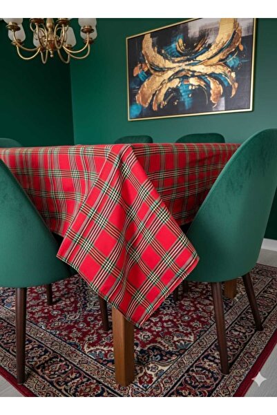 Eylülce Butik Plaid Pattern Double-Sided 160X160 cm Scottish Pattern Tablecloth Picnic Cloth Tableware Cloth