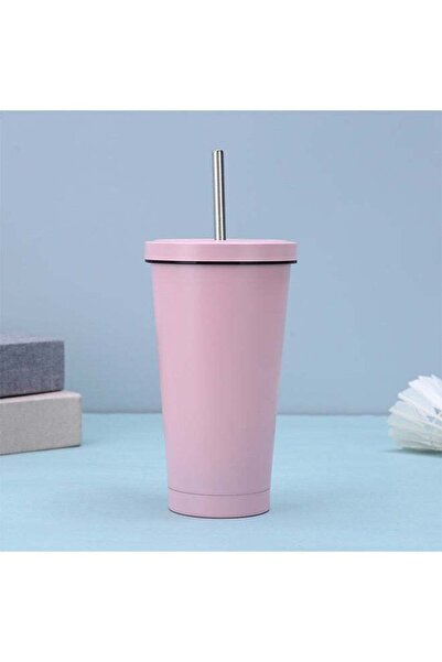 Generic Stainless Steel Insulated Coffee Tumbler Cup with Lid and Straw ,Pink
