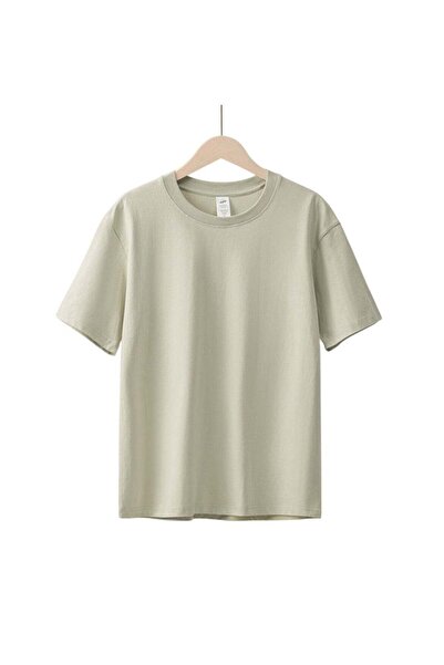 huitich تي شيرت قطني بأكمام قصيرة، أخضر فاتح، مقاس كبير