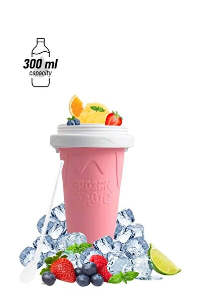 Generic Portable Double Layer Ice Cup for Summer Beverages, 300ml Silicone Slushy Maker for Smoothies, Perf