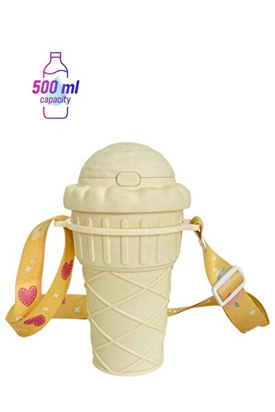 Generic Twisoo Twisoo Children Ice Cream Water Bottle with Straw, Leak-Proof Silicone, Reusable with Strap,