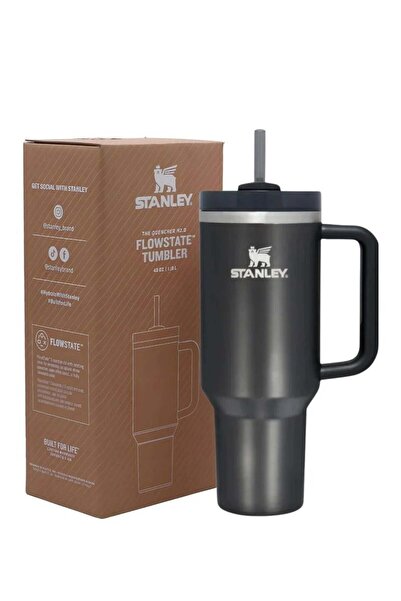 Generic Stanley Quencher H2.0 FlowState Vacuum Insulated Tumbler 40oz Black Stainless Steel Travel Mug with