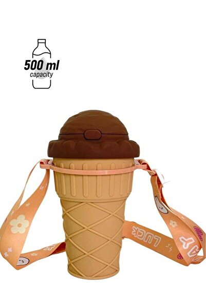 Generic Twisoo Twisoo Children Ice Cream Water Bottle with Straw, Leak-Proof Silicone, Reusable with Strap,