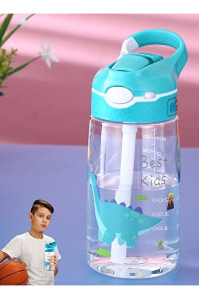 Generic TAPIT Kids Water Bottle with Straw Lid Reusable Durable Plastic Spout Cover and Built-in Carrying L