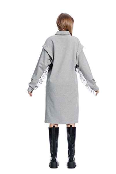 RVL Gray dress with ruffle on the sleeve
