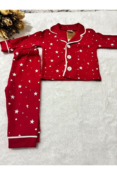 Tuembaby %100 Pamuk Uzun Kollu Yıldız Baskılı Unisex Bebek Pijama Takımı
