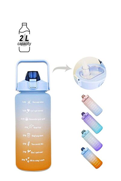 Generic Cool Baby COOLBABY 2l Blue Water Bottle With Straw And Handle.Tie Dye Reusable Gym Water Jug With T