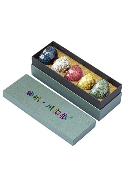 Generic 5 - Piece Vintage Ceramic Tea Cup Set with Exquisite Gift Box, 120ML Each Different Design