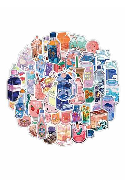 Generic KASTWAVE Cartoon Stickers, Food Stickers for Water Bottles, 50 Pcs Waterproof Vinyl Sticker