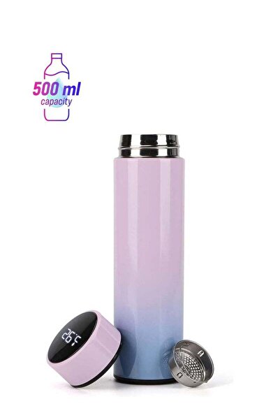 Generic XiuWoo Stainless Steel Vacuum Water Bottle with Smart LCD Touch Screen Pink/Blue