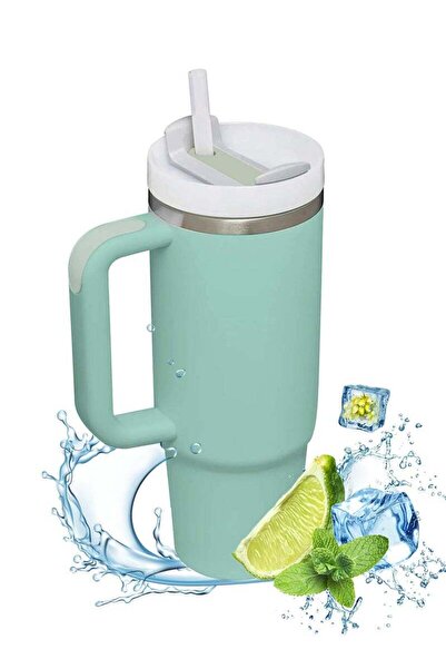 Generic GEMFUL Tumbler with Handle and Straw Insulated 40 oz Reusable Stainless Steel Vacuum Insulated Trav