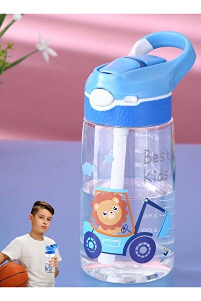 Generic TAPIT Kids Water Bottle with Straw Lid Reusable Durable Plastic Spout Cover and Built-in Carrying L