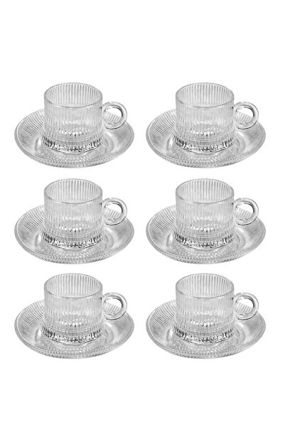 Generic Glass Tea Cups with Saucers - 6 set - 180ml - Espresso Coffee, Turkish Tea Glass Set