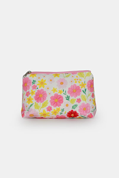 ICONE BAG Flower Printed Quilted Triangle Makeup Bag, Line Inside Printed Makeup Bags