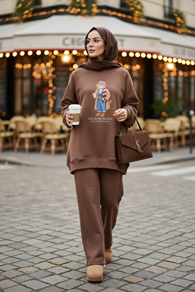 Aselim Hijap Moda The Bear Society Special Collection Double Suit |   Cotton Stretch Fabric Brown