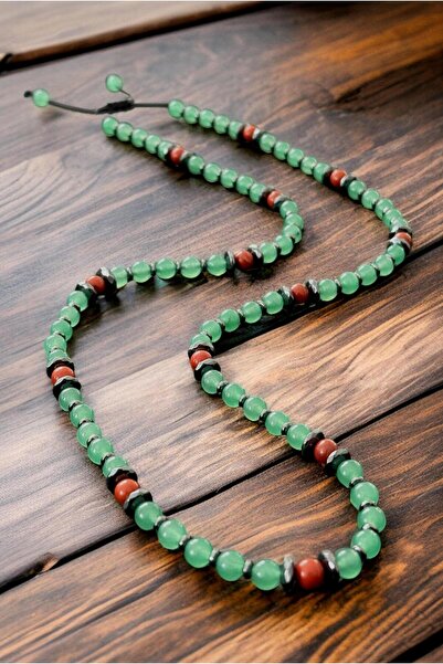 CRAZY TAKI TASARIM قلادة طويلة طبيعية للجنسين من الأفانتورين والجاسبر والهيما...