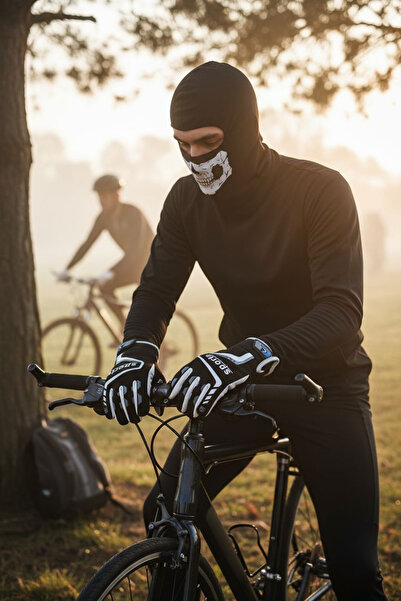 Mustran Tactical Skull 2-Piece Winter Motorcycle Gloves L-Xl and Balaclava Mask Set Anti-Slip