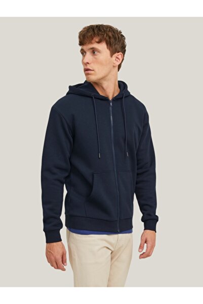 Jack & Jones Men's sweatshirt, JJEBRADLEY, with zip and hood, Regular fit, Da...